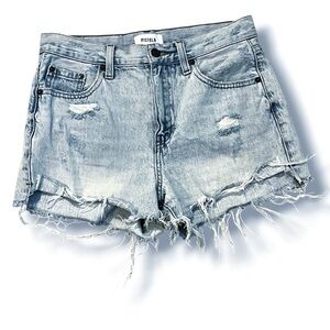 Pistola Cut Off Jean Shorts Size 0/25 Distressed Light Wash Raw Hem Festival